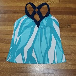 Swimsuit Top Navy blue, turquoise & white size medium